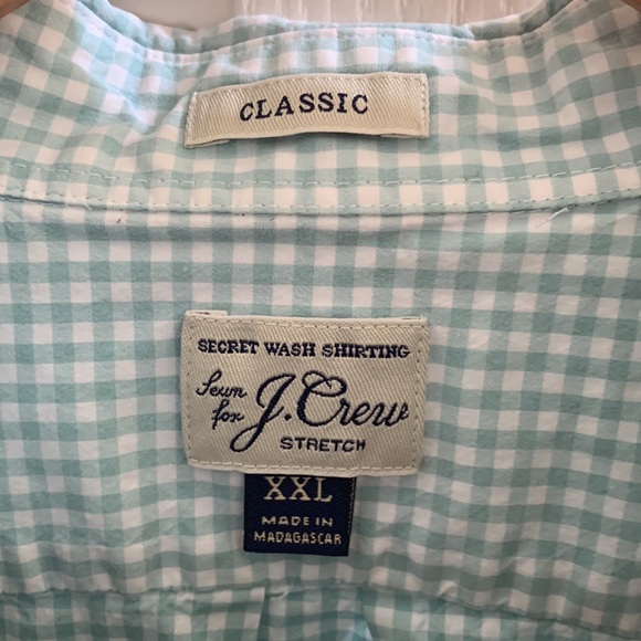J. Crew Stretch Green Gingham Checkered Button-Down Shirt Men's XXL - Picture 2 of 7